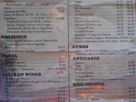 Robbie T's Pizza menu