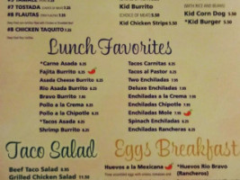 Rio Bravo menu