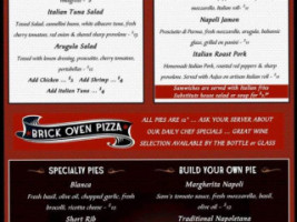 Sam's Brick Oven Pizza menu