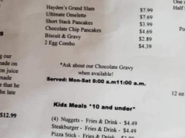 Hayden Drive-in menu