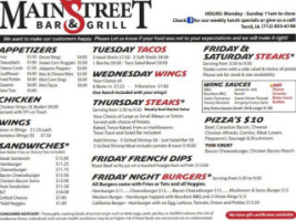 Mainstreet And Grill menu