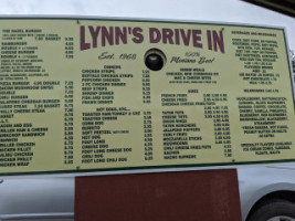 Lynn's Drive-in menu