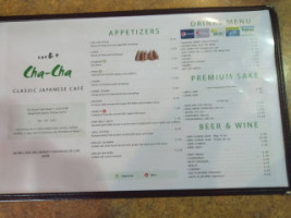 Cha Cha Japanese Cafe menu