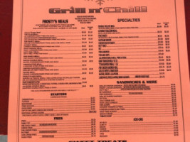 Frosty’s Grill N’ Chill menu