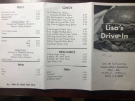 Lisa's Drive In menu