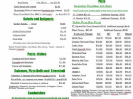 Capri Pizza menu