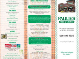 Paulie's Pub Grille menu