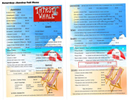 The Thristy Whale menu