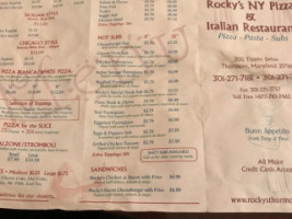 Rocky's Pizza menu