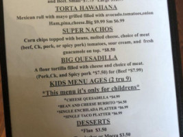 Irmita's Casita Mexican menu