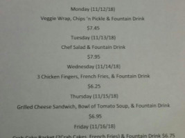 Middle Creek Cafe menu