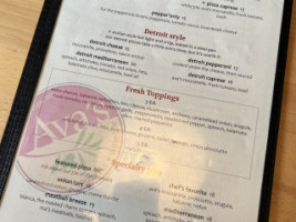 Ava's Pizzeria Wine menu