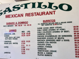 Castillo menu