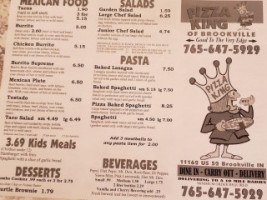 Pizza King menu