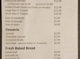 Brad's menu