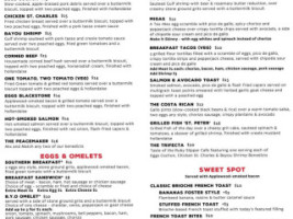 Ruby Slipper Cafe menu