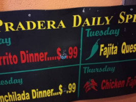 La Pradera menu