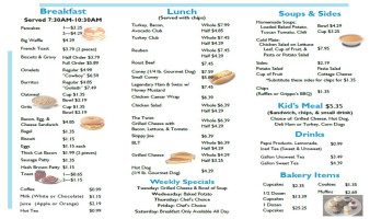 Gracie's menu