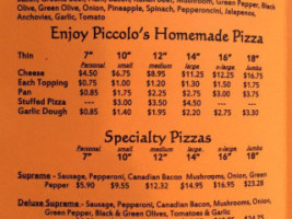 Piccolo's Pizzeria menu