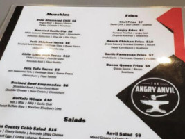 The Angry Anvil menu