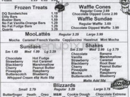 Dairy Queen menu