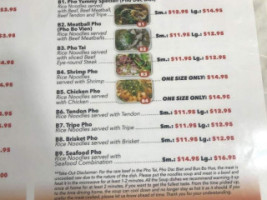 Pho Yummy menu