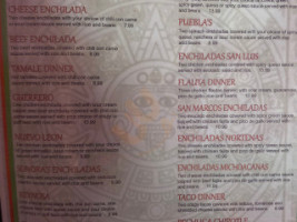 Don Juan's Mexican menu