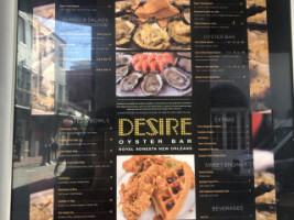 Desire Oyster menu