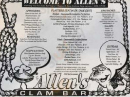 Allen's Clam menu