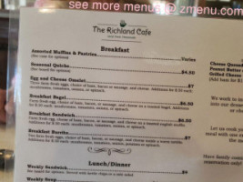 Sara's Richland Cafe menu