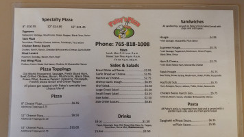 Patsy's Pizza menu