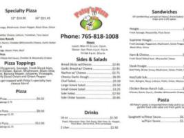 Patsy's Pizza menu