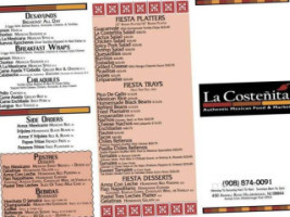 La Costeñita menu