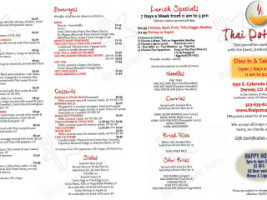 Thai Pot Cafe menu