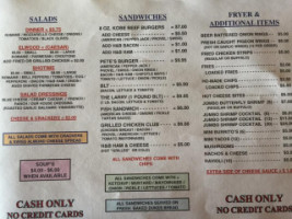 Pete's Lounge menu