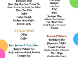 Springer's Ice Cream menu