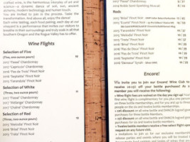 Dancin Vineyards menu