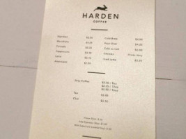 Harden Coffee menu