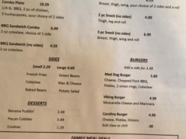 Carolina Barbeque menu