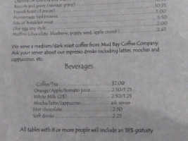 Quinault River Village Internet Cafe menu