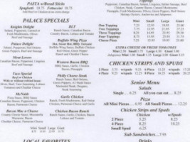 Pizza Palace menu