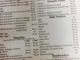 Saddle Mountain Cafe menu