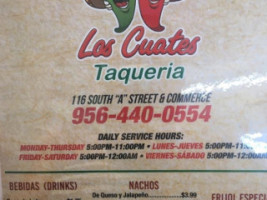 Los Cuates Taqueria menu