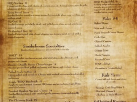 Billiken's Smokehouse menu