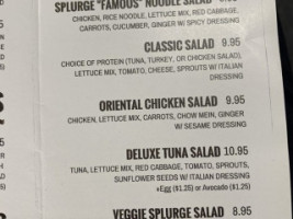 Splurge menu