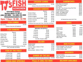 Tjs Fish And Chicken menu