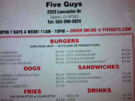 Five Guys menu