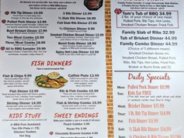 Tom's Bbq menu