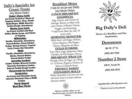 Big Dally's Deli #2 menu