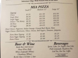 Pizzini's Italian menu